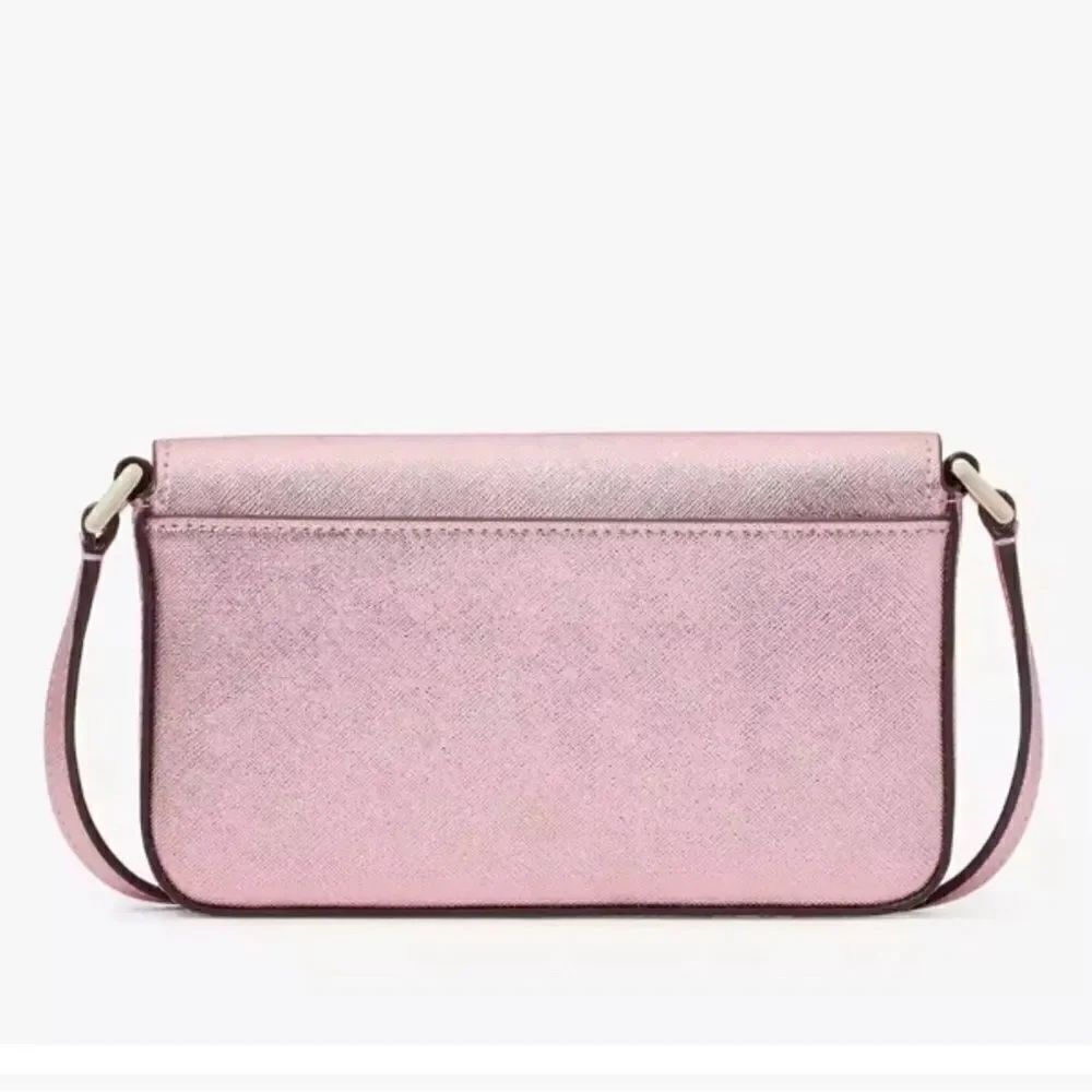 Kate Spade Glimmer Glitter Crossbody Duo Card Holder Bag Purse Mitten Pink